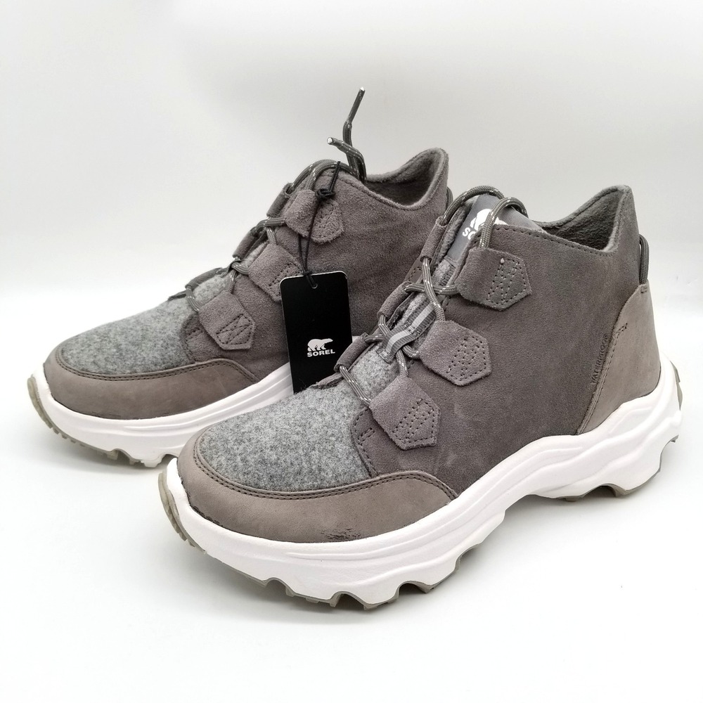 Sorel‎ Kinetic Breakthru Caribou Waterproof Sneaker Boots Sz 8 Women Gray Ankle